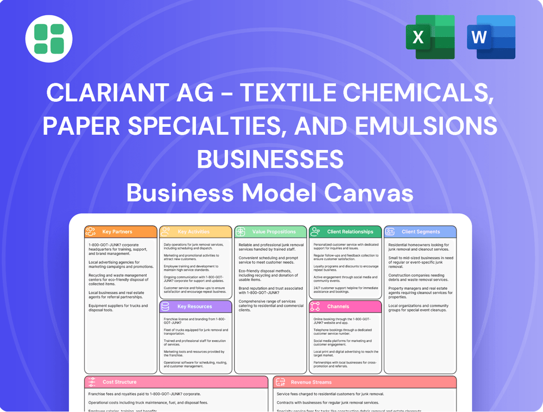 Clariant AG - Textile Chemicals, Paper Specialties, and Emulsions Businesses Business Model Canvas