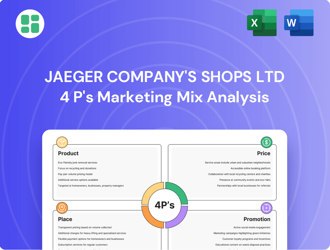 Jaeger Company's Shops Ltd Marketing Mix